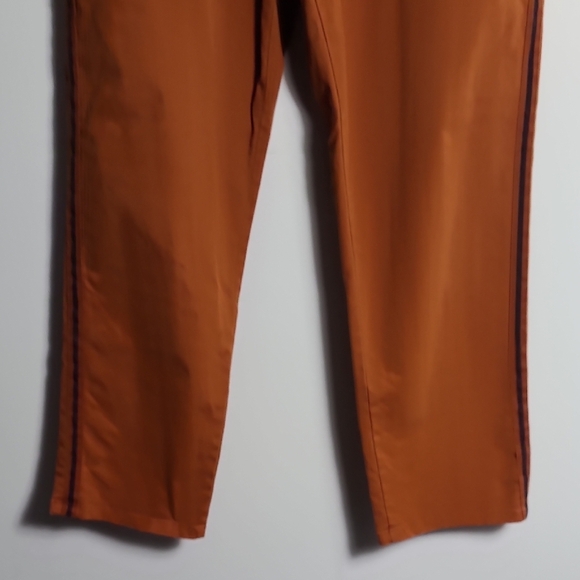 LUCKY BRAND Rust Orange Colored Pants With Blue Stripes Down Side Size 12/31 - Picture 6 of 16